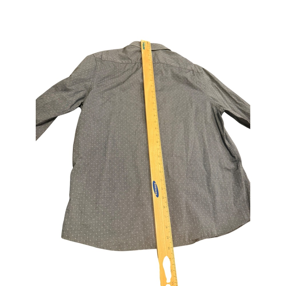 Michael Kors Mens XL Slim Fit Untucked Length Gray Diamond Button Down Shirt - Picture 2 of 5